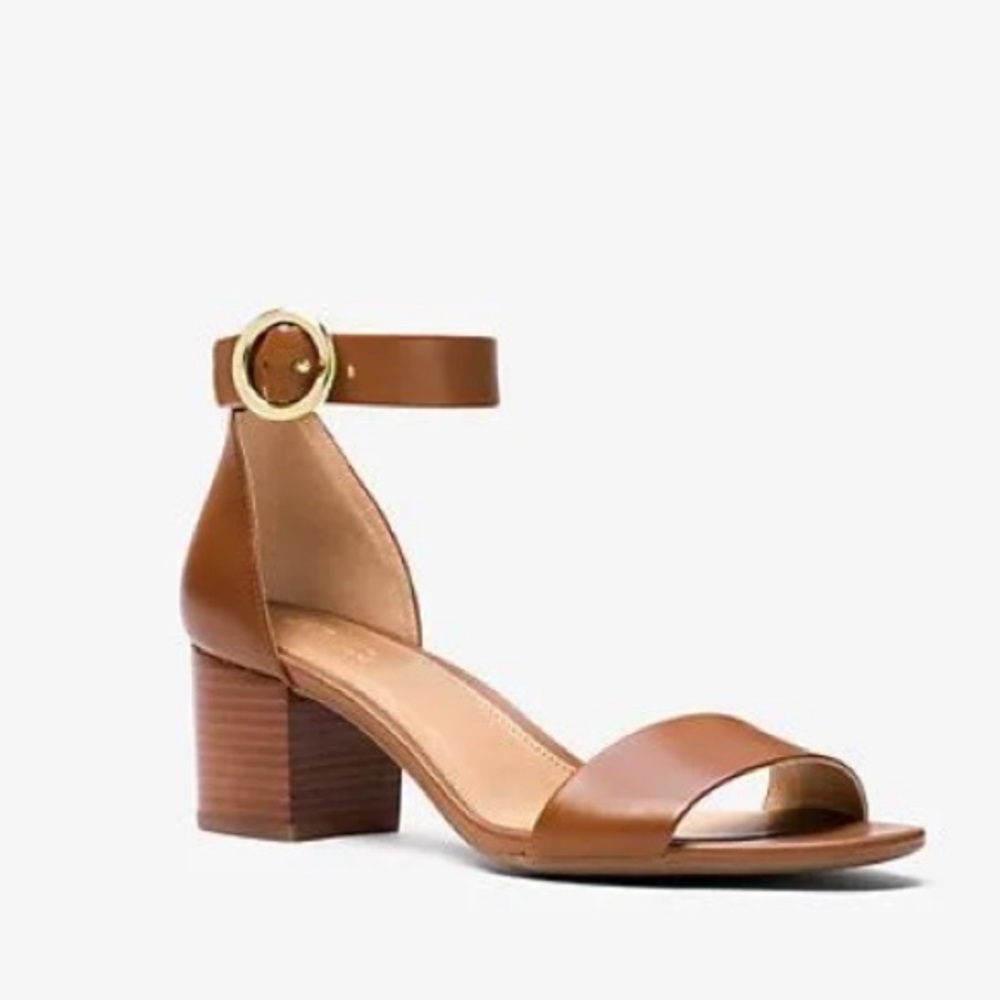 On Sale! Michael Kors Lena Flex Mid Leather Tan Sandal Size 6/6.5